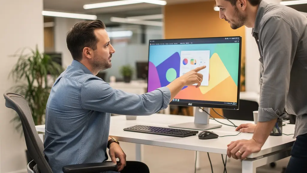 Staff members during fleet software training session at modern workstation